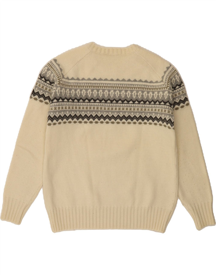 TOM TAILOR Mens Boat Neck Jumper Sweater Small Off White Fair Isle Vintage Tom Tailor and Second-Hand Tom Tailor from Messina Hembry 