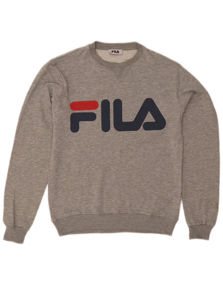 Męska bluza z grafiką Fila, mała, szara, nakrapiana bawełna