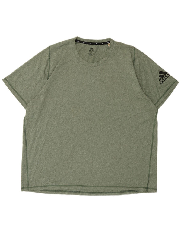 Męski t-shirt ADIDAS Aeroready, 2XL, khaki, nakrapiany poliester