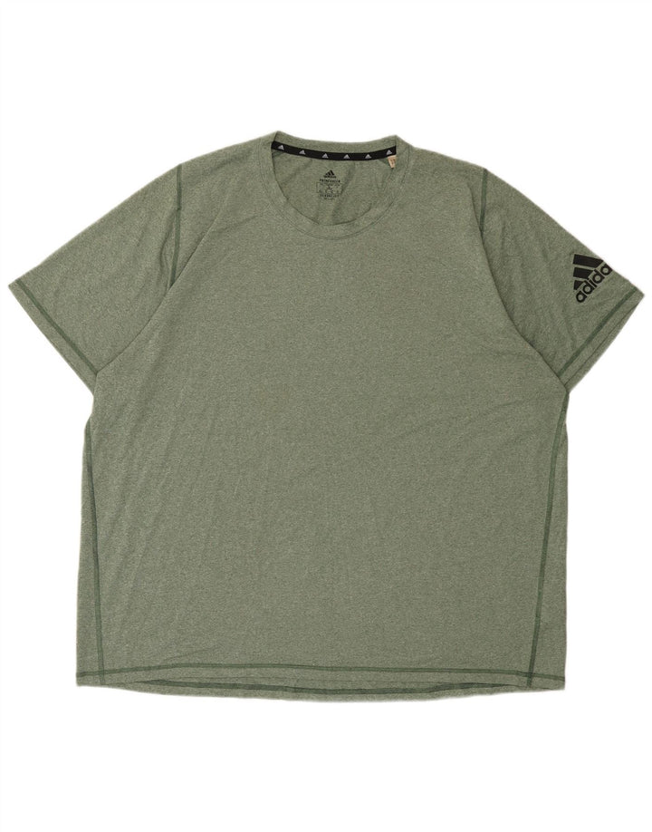 Męski t-shirt ADIDAS Aeroready, 2XL, khaki, nakrapiany poliester