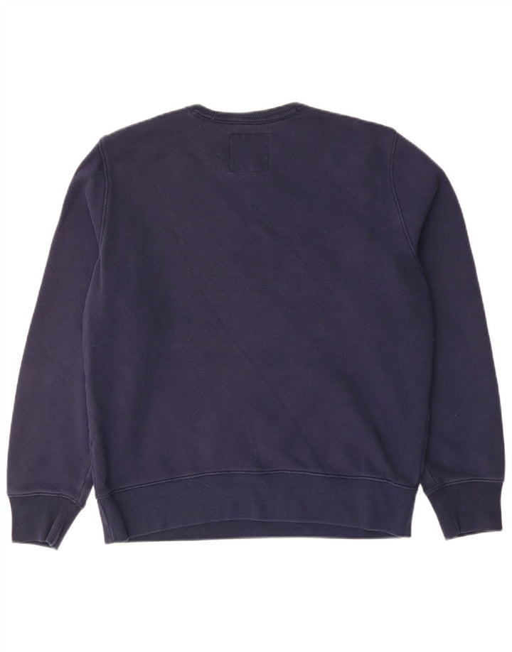 Męski sweter z grafiką Hollister, średni granatowy, blok kolorów
