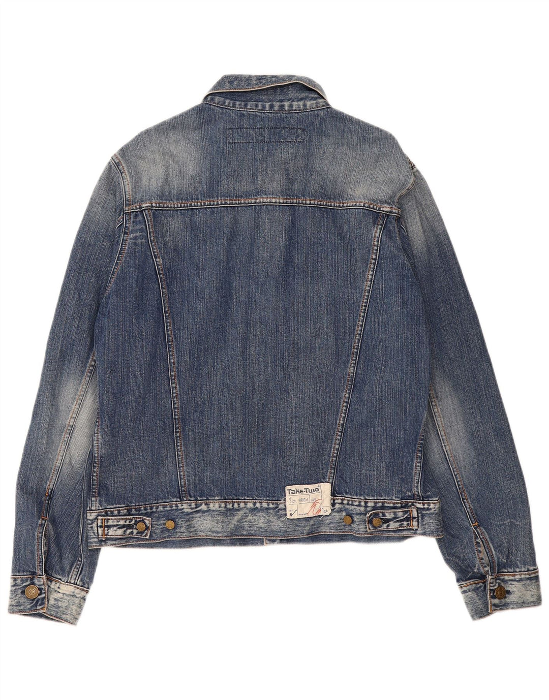TAKE TWO Mens Denim Jacket UK 44 2XL Blue Cotton