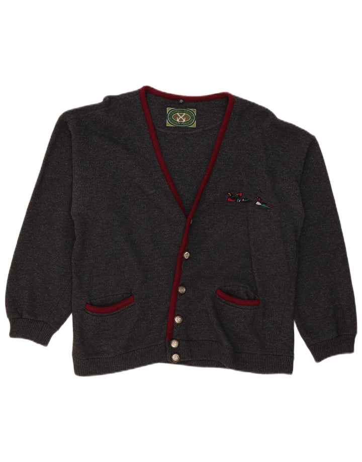 Sweter męski w stylu vintage, średnioszary, wełniany
