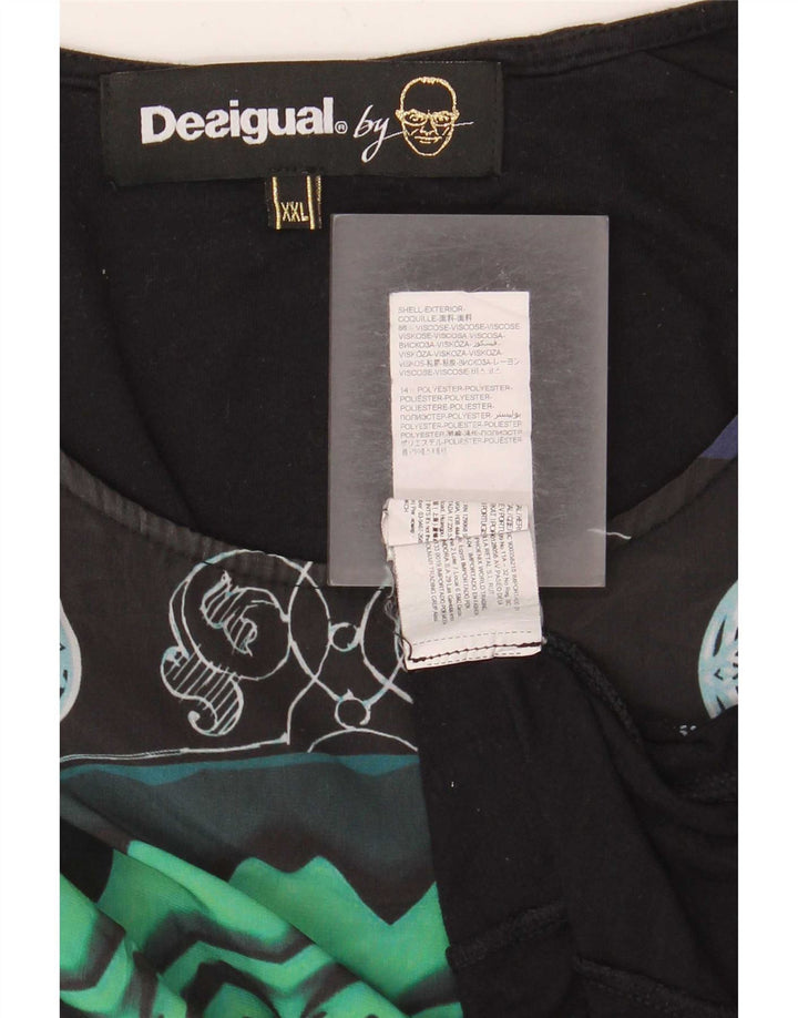 Desigual damski top w abstrakcyjny wzór z długim rękawem UK 20 2XL czarny nowoczesny