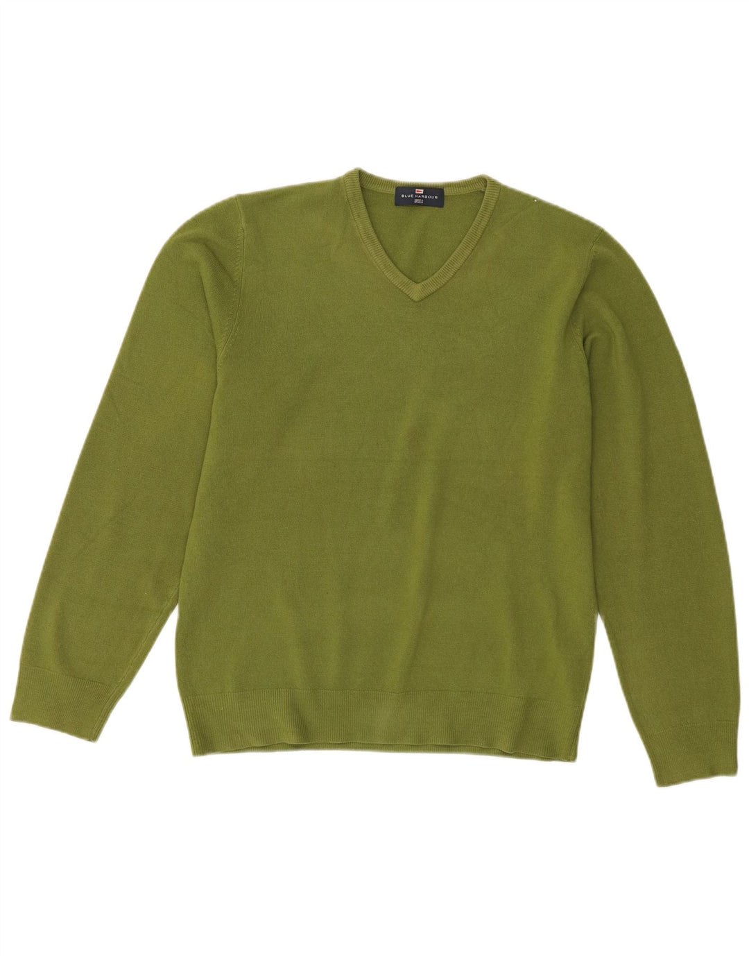 Męski sweter Marks & Spencer Blue Harbor z dekoltem w kształcie litery V, średnio zielony