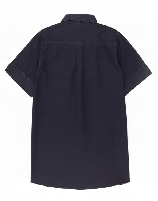 Hobbs Womens Short Sleeves Shirt Dress UK 16 Large Navy Blue Linen