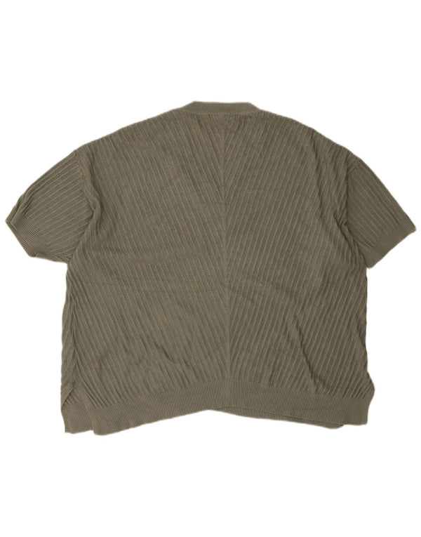 Marks & Spencer Damski sweter z krótkim rękawem i dekoltem w kształcie litery V, UK 18 XL Khaki