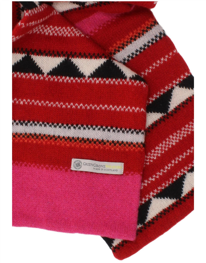 GREEN GROVE Womens Knit Rectangle Scarf One Size Multicoloured Geometric
