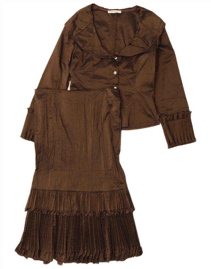 Vintage damski zestaw spódnic zapinanych na 4 guziki, 2 częściowy IT 44 Medium W30 Brązowy octan