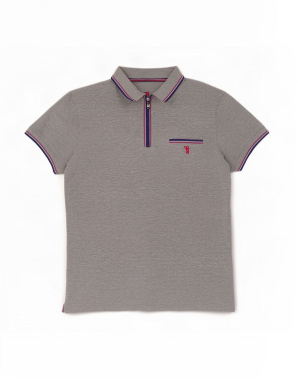 Męska koszulka polo Trussardi, duża, szara, bawełniana w paski