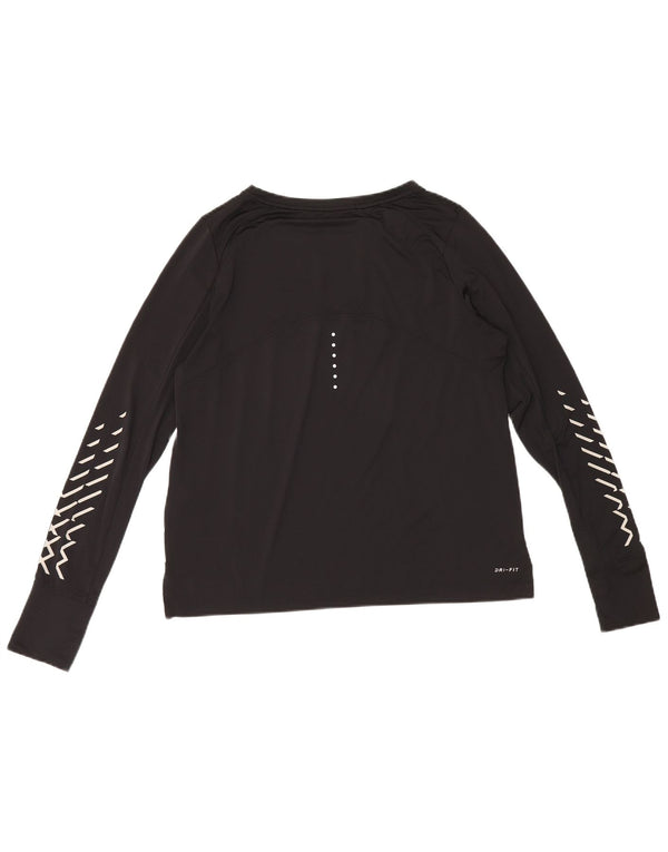 Damska koszulka Nike Dri Fit Graphic z długim rękawem, UK 14, średni czarny poliester