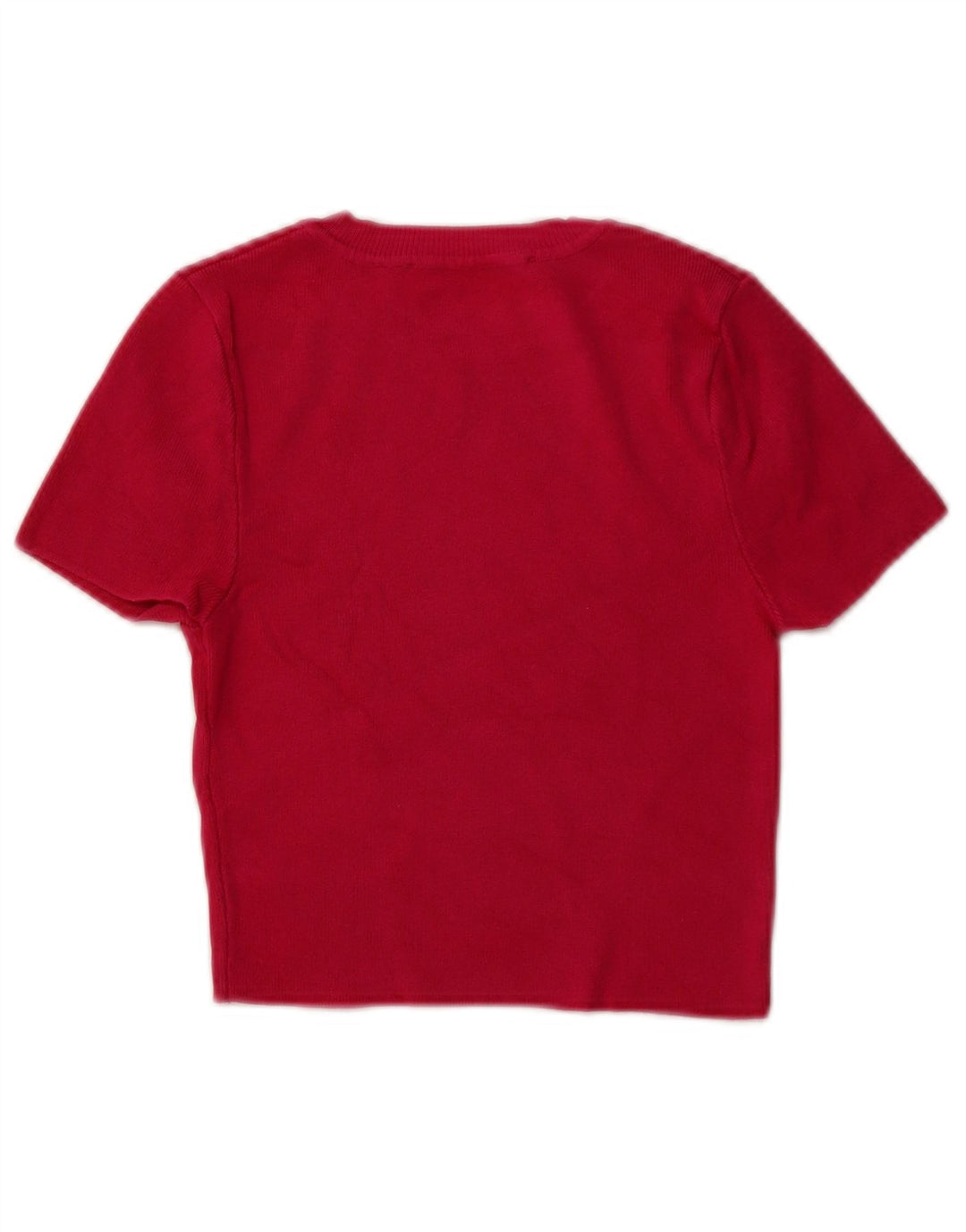 Damski sweter ZARA z krótkim rękawem i okrągłym dekoltem UK 8, mały, różowy