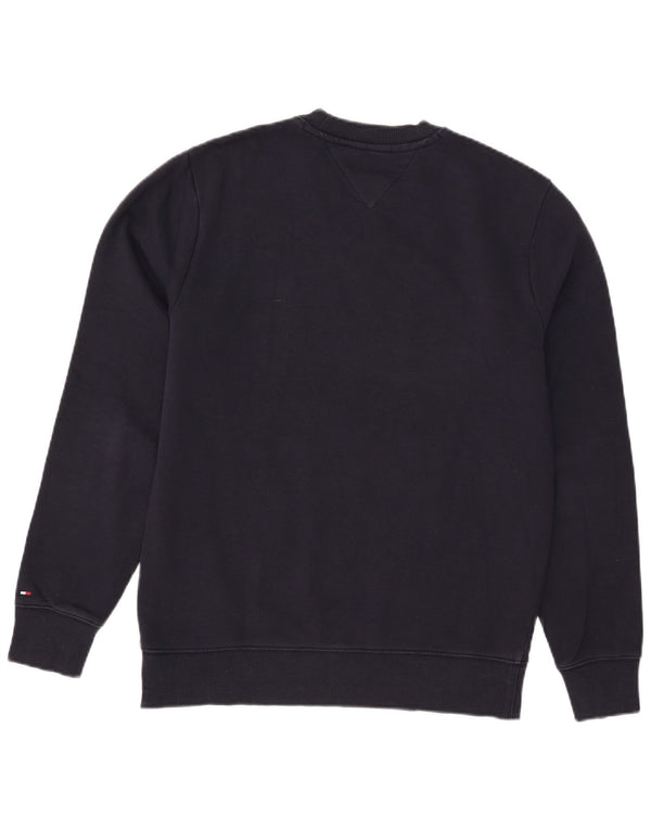 Męski sweter TOMMY HILFIGER z grafiką, duży, granatowy, z blokami kolorów