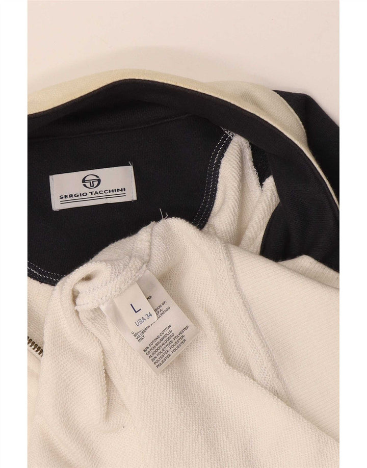 Męska kurtka dresowa Sergio Tacchini, duża, biała, bawełniana w bloki kolorów