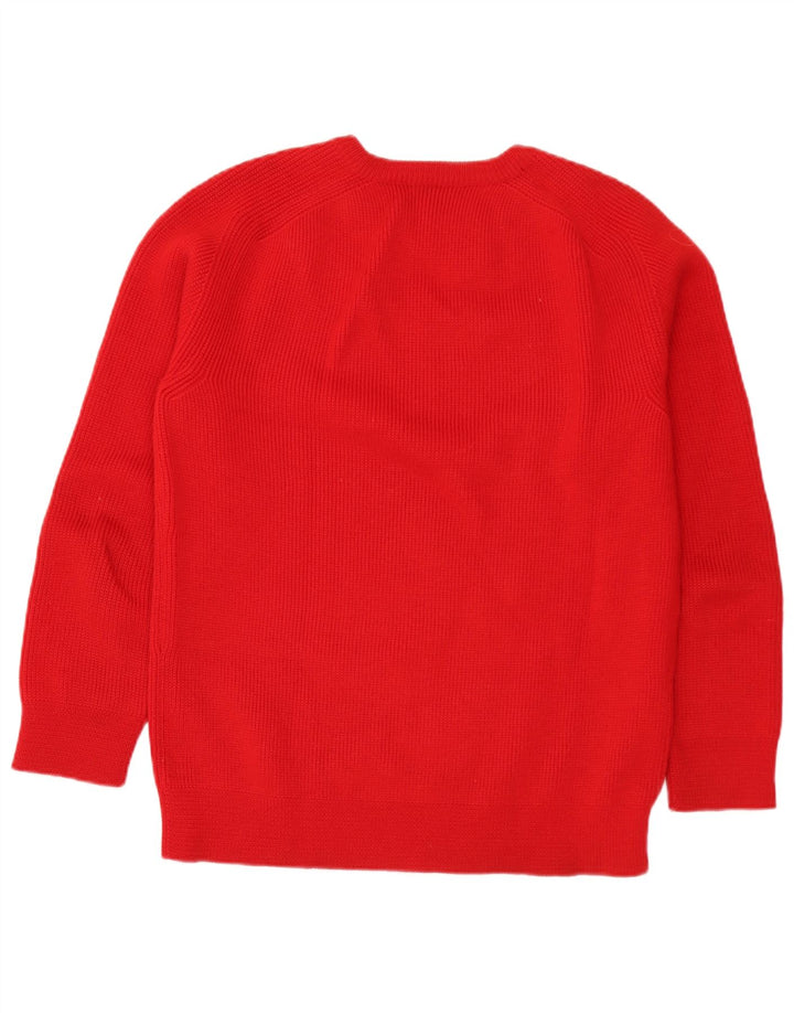 Vintage męski sweter z dekoltem w łódkę, średni czerwony