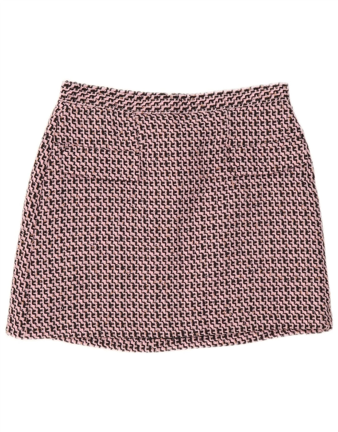 Damska spódniczka mini Topshop UK 14 duża W32 różowa jodełka, poliester