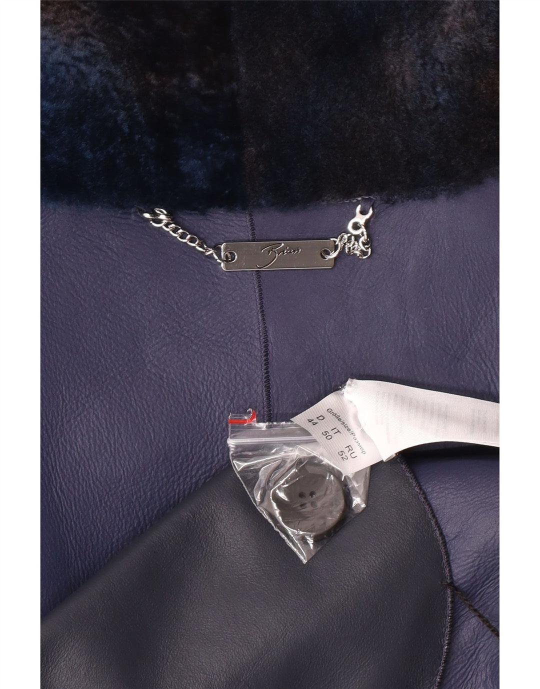 Damska kurtka futrzana oversize VINTAGE IT 50 XL, granatowa, ze skóry jagnięcej