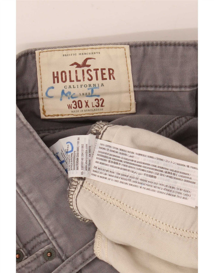 Męskie jeansy slim fit Hollister W30 L32 Szara bawełna