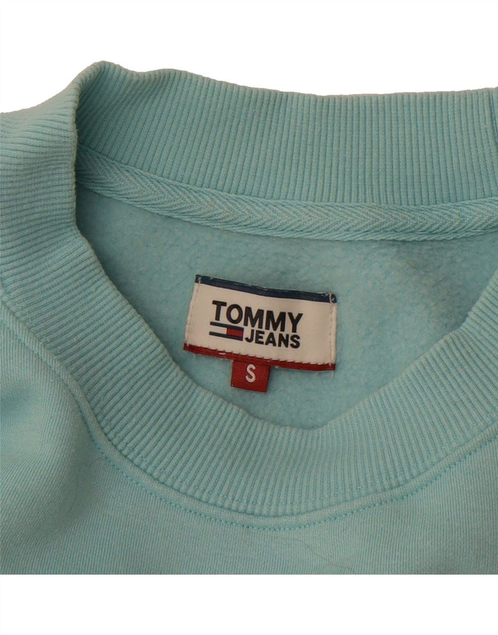 TOMMY HILFIGER Womens Oversized Crop Sweatshirt Jumper UK 10 Small Blue Vintage Tommy Hilfiger and Second-Hand Tommy Hilfiger from Messina Hembry 
