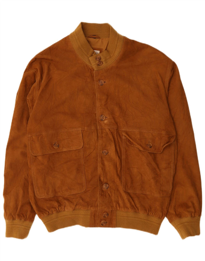 Vintage męska zamszowa kurtka bomber IT 56 3XL brązowa skóra
