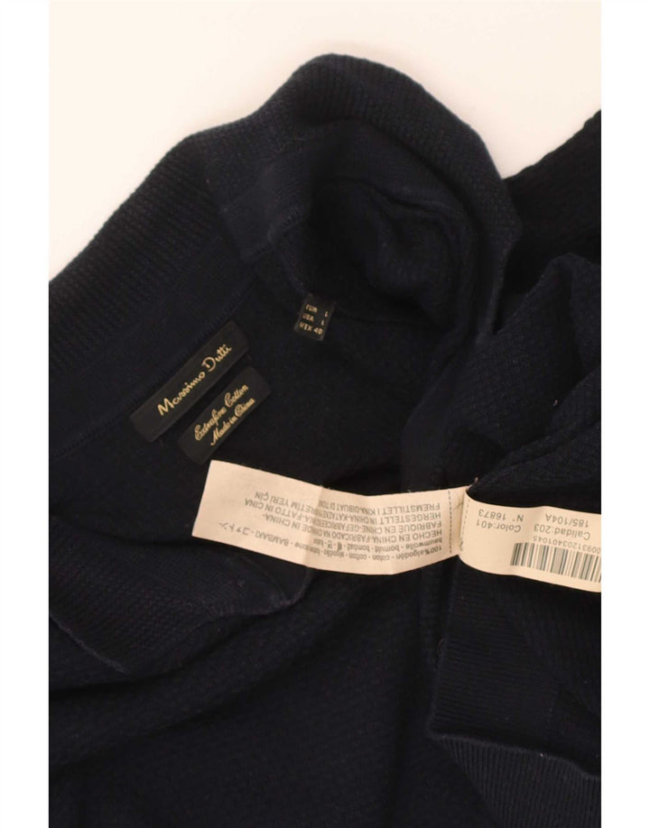 Męska koszulka polo Massimo Dutti, duża, granatowa, bawełniana