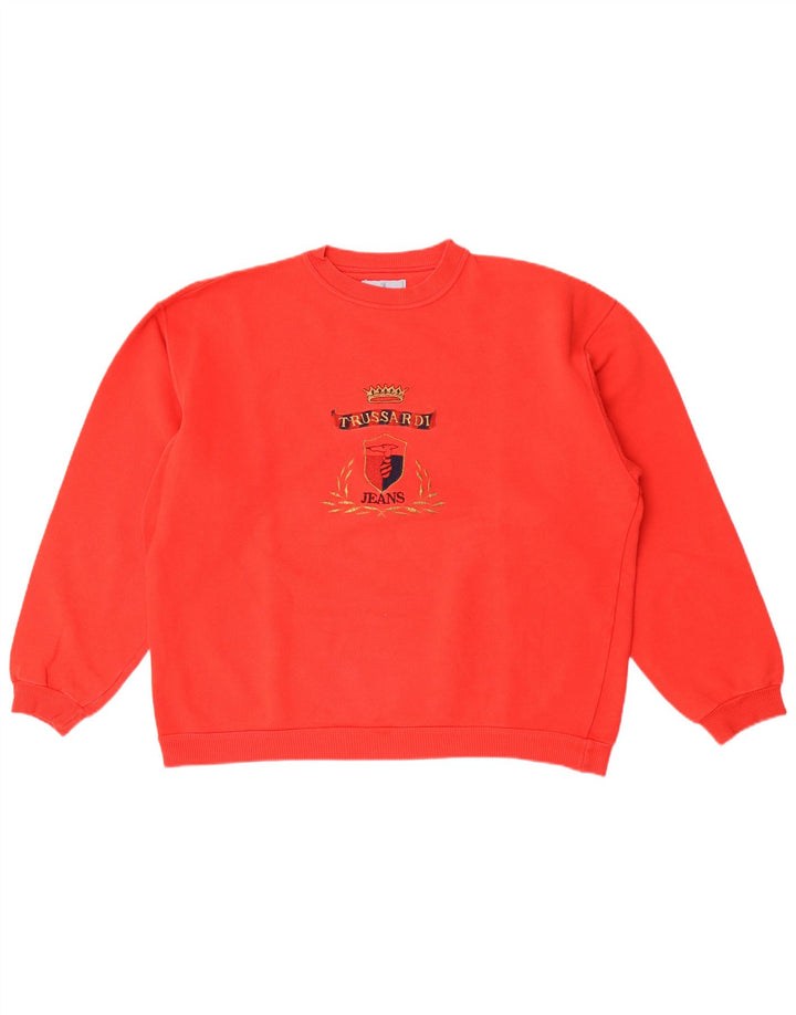 Męska bluza z grafiką Trussardi Jeans, średnio czerwona, bawełniana