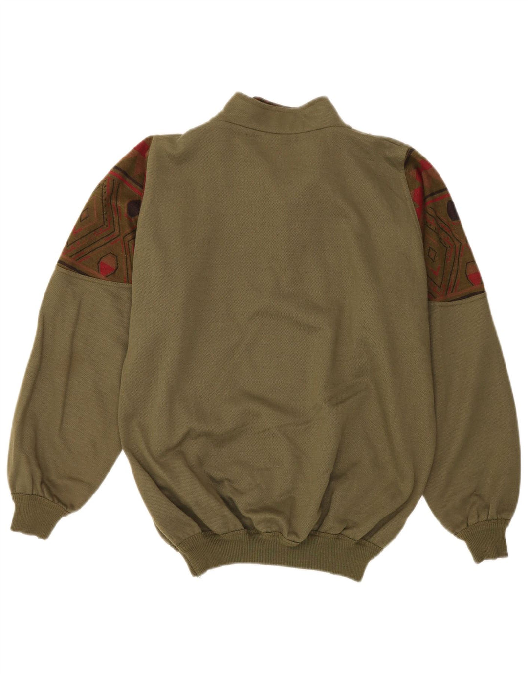 Męska bluza z kapturem w stylu vintage, zapinana na zamek, duża, geometryczna khaki