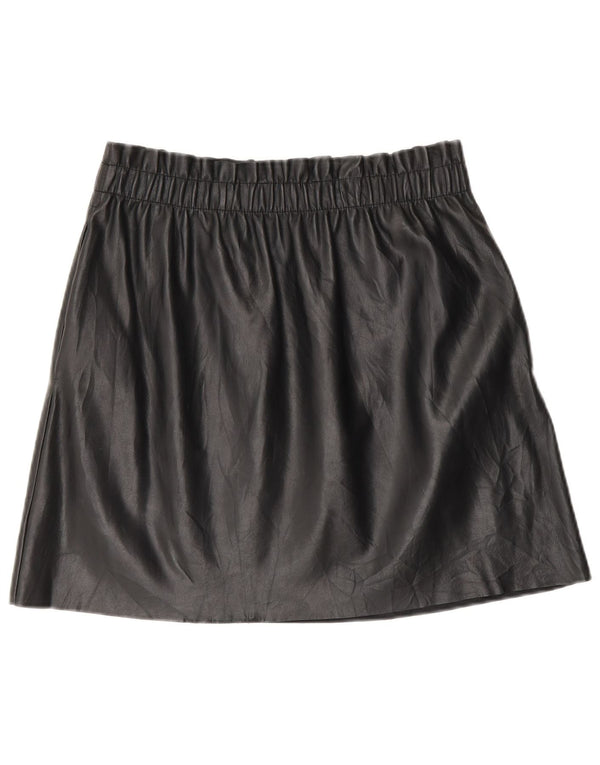 Zara Womens Faux Leather Mini Skirt Medium W28  Black Polyester