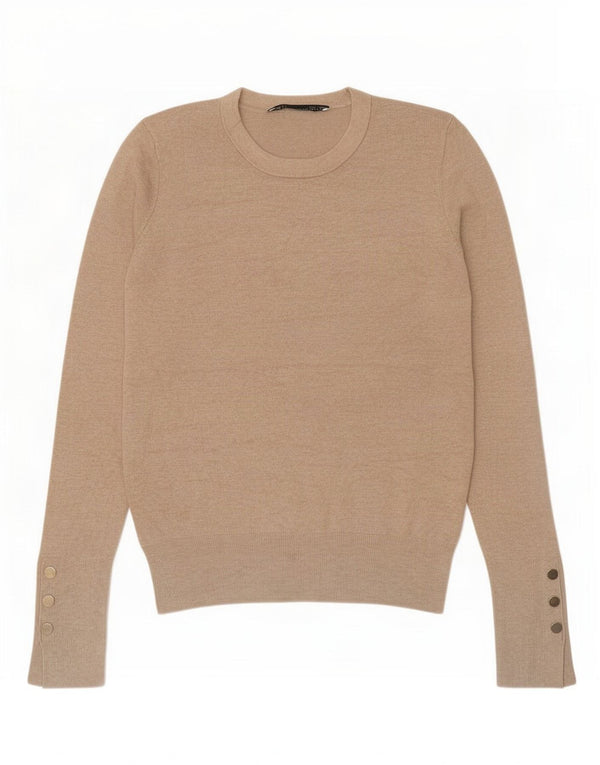 Damski sweter oversize Zara z okrągłym dekoltem UK 10 Small Beżowa wiskoza