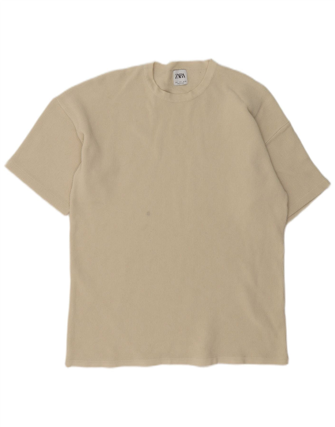 T-shirt męski Zara, duży, beżowy, bawełniany