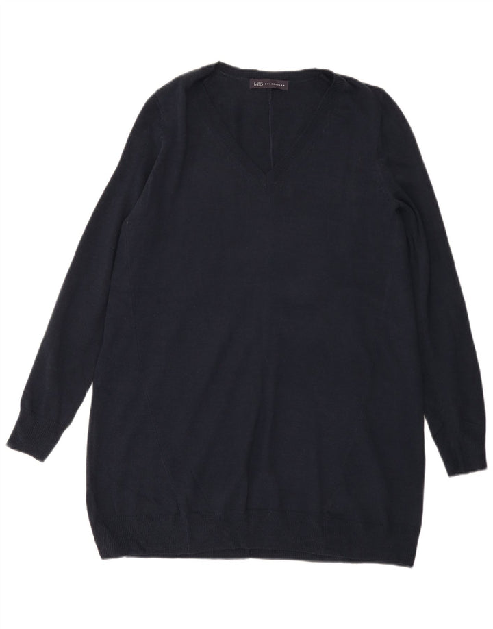MARKS & SPENCER Damski sweter z dekoltem w kształcie litery V, UK 10, mały, granatowy