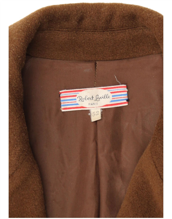 Płaszcz damski w stylu vintage EU 42 4XL Brązowa wełna dziewicza