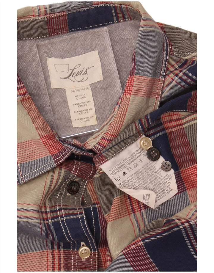 LEVI'S Womens Flannel Shirt UK 14 Medium Multicoloured Check Cotton