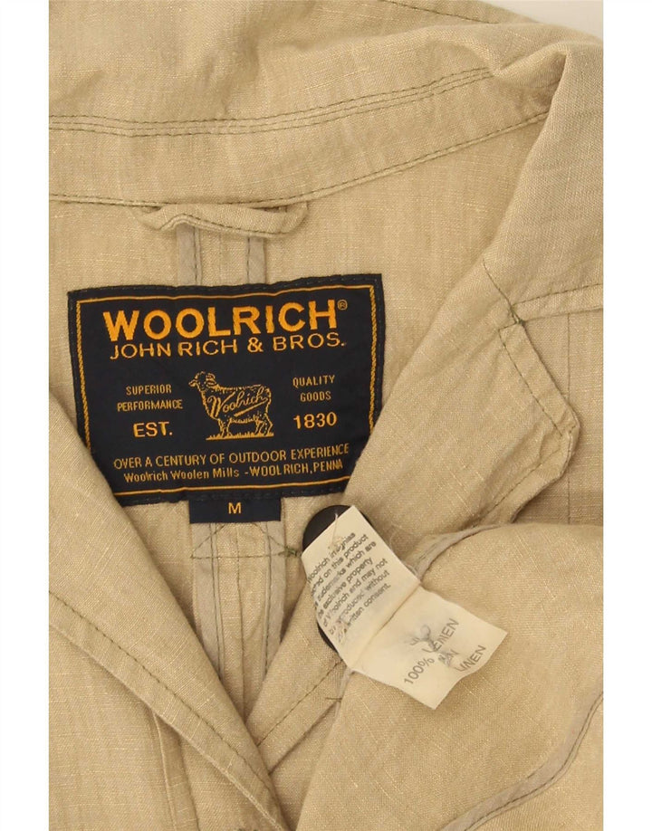 Damska marynarka zapinana na 4 guziki Woolrich UK 12 Średni Beżowy Lniany