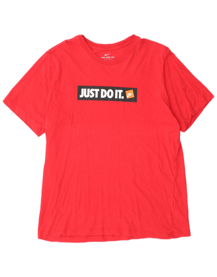 Męski T-shirt z grafiką Nike, duży, czerwony, bawełniany