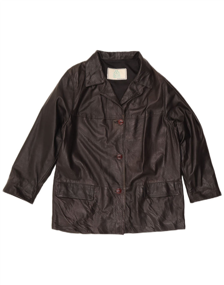 Vintage damska kurtka skórzana UK 16, duża czarna