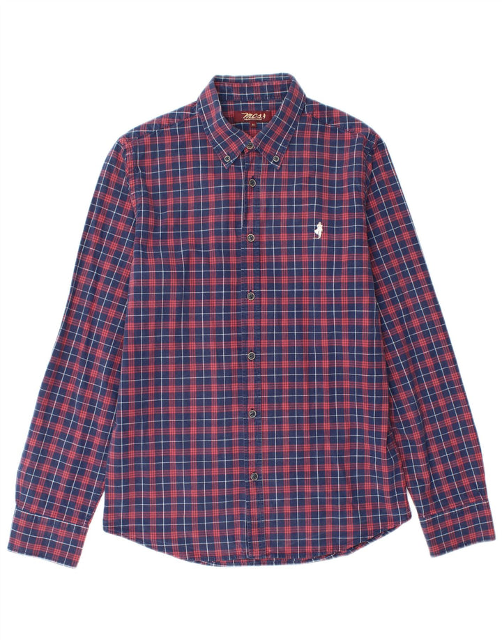 Marlboro Classics Męska koszula flanelowa, średnia, granatowa, bawełniana w kratkę