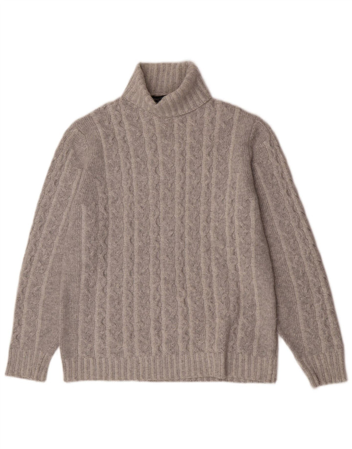 Vintage damski sweter z golfem UK 18 XL, szara wełna