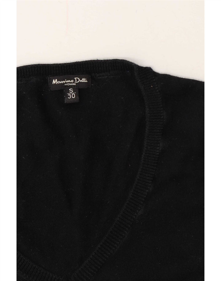 Sweter damski Massimo Dutti z dekoltem w kształcie litery V, UK 10, mały czarny