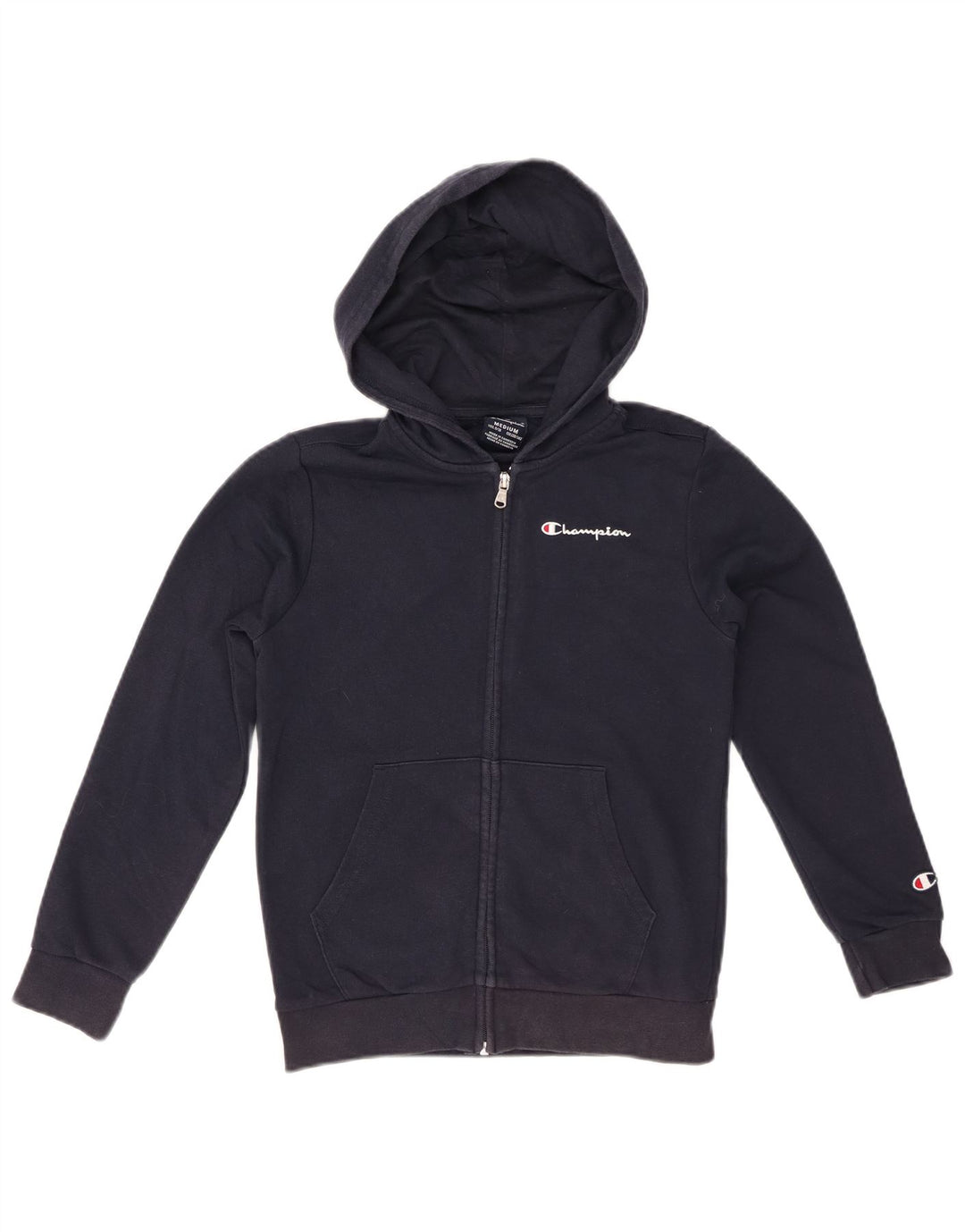 Chłopięcy sweter CHAMPION z grafiką i zamkiem błyskawicznym, 9-10 lat, średni granatowy