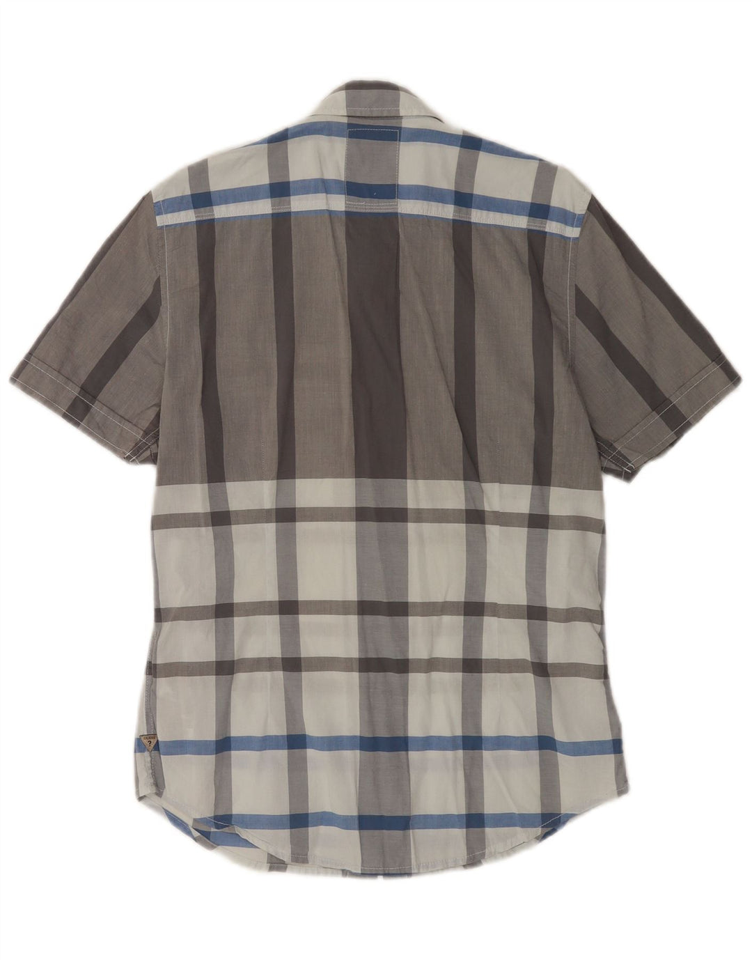 Koszula męska Guess z krótkim rękawem, slim fit, mała, szara, bawełniana krata