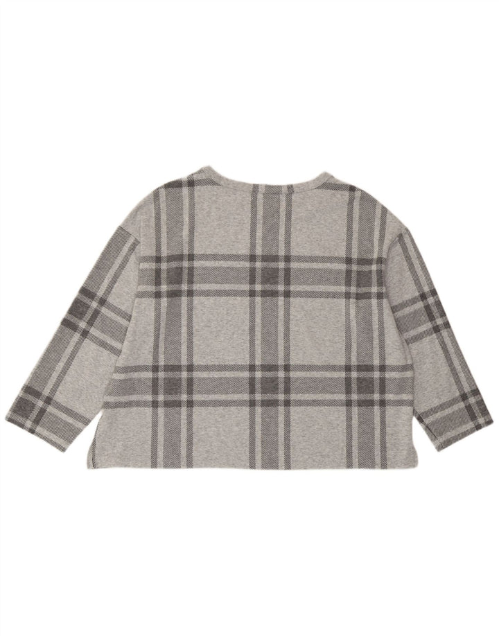 Marks & Spencer Damski krótki top z rękawem 3/4, UK 20 2XL, szary, poliester w kratę