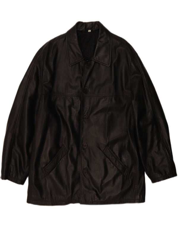 Vintage męska skórzana kurtka EU 54 2XL czarna skóra