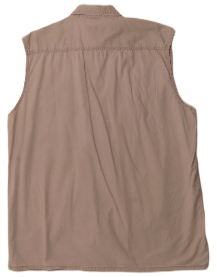 Koszula męska bez rękawów VINTAGE, duża, beżowa, bawełniana