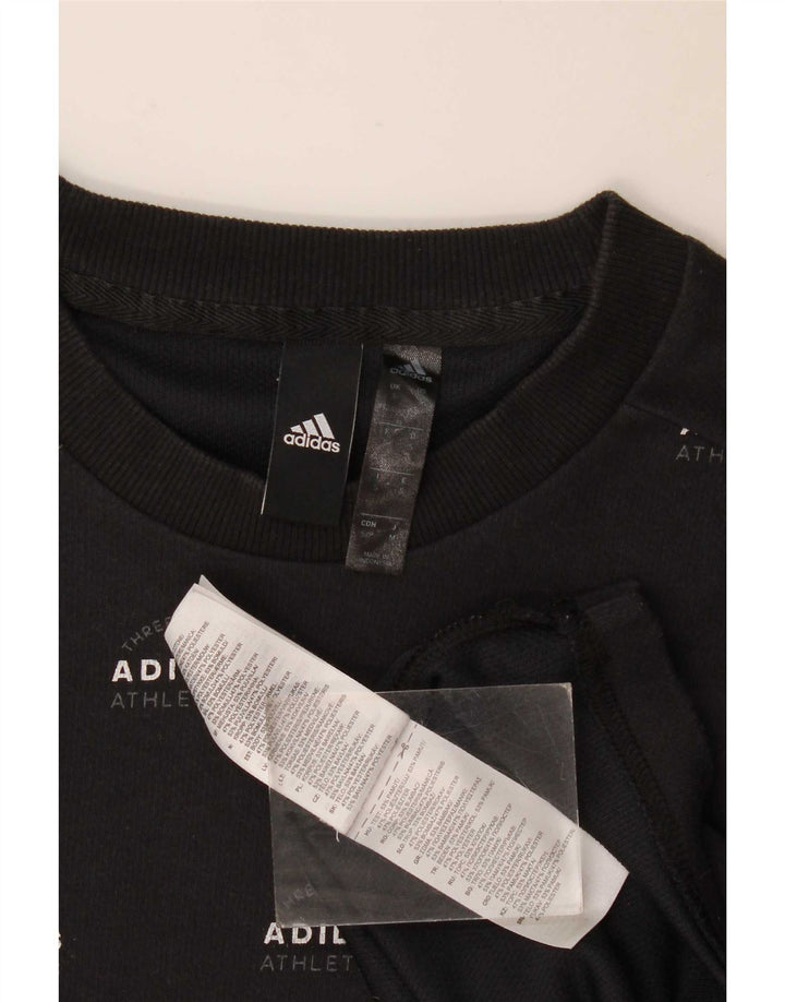 Adidas Męska bluza z grafiką, mała, czarna, bawełniana