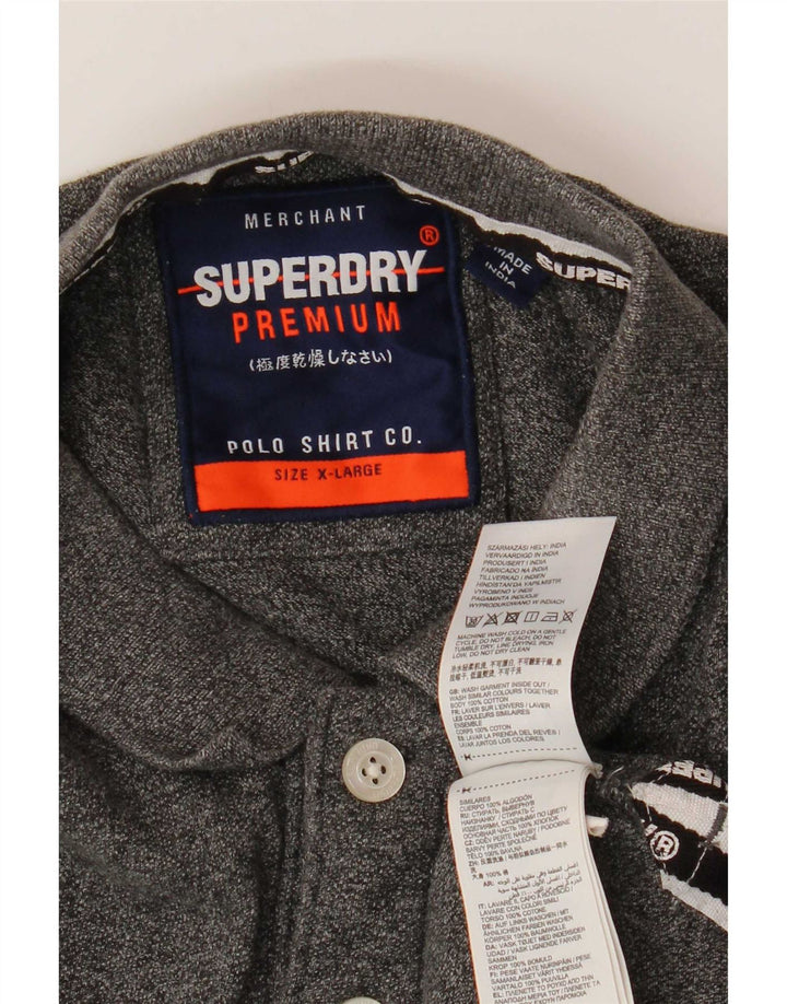 Męska koszulka polo Superdry z grafiką XL, szara, bawełniana