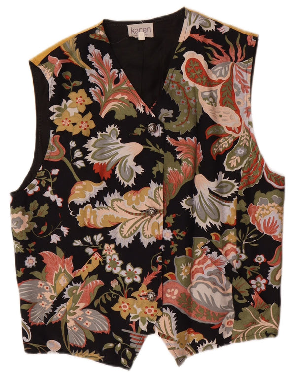 Kamizelka damska VINTAGE UK 14 Średni wielobarwny kwiatowy octan