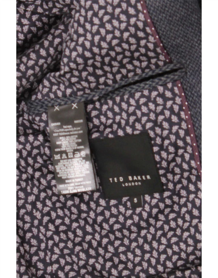Ted Baker Męska marynarka zapinana na 2 guziki, rozmiar 5 XL, granatowa, bawełniana