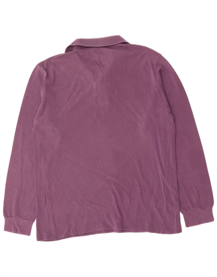 Męska koszulka polo LACOSTE z długim rękawem, średnio fioletowa, bawełniana