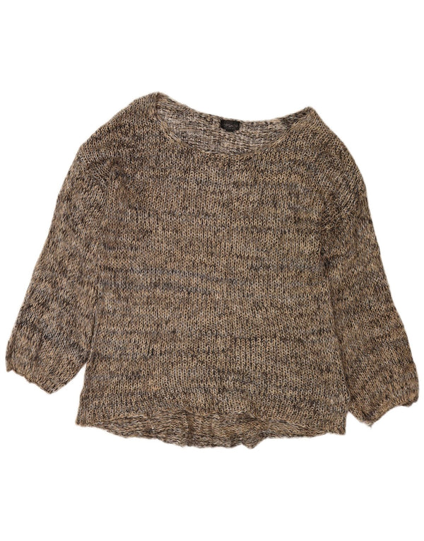 Damski sweter z dekoltem w łódkę Topshop UK 12 Średni brązowy nakrapiany